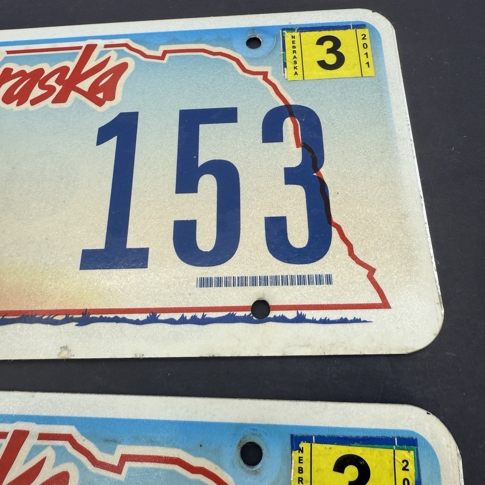 Pair Of 2011 Nebraska License Plate "0PK-153" Expired - Picture 4 of 7